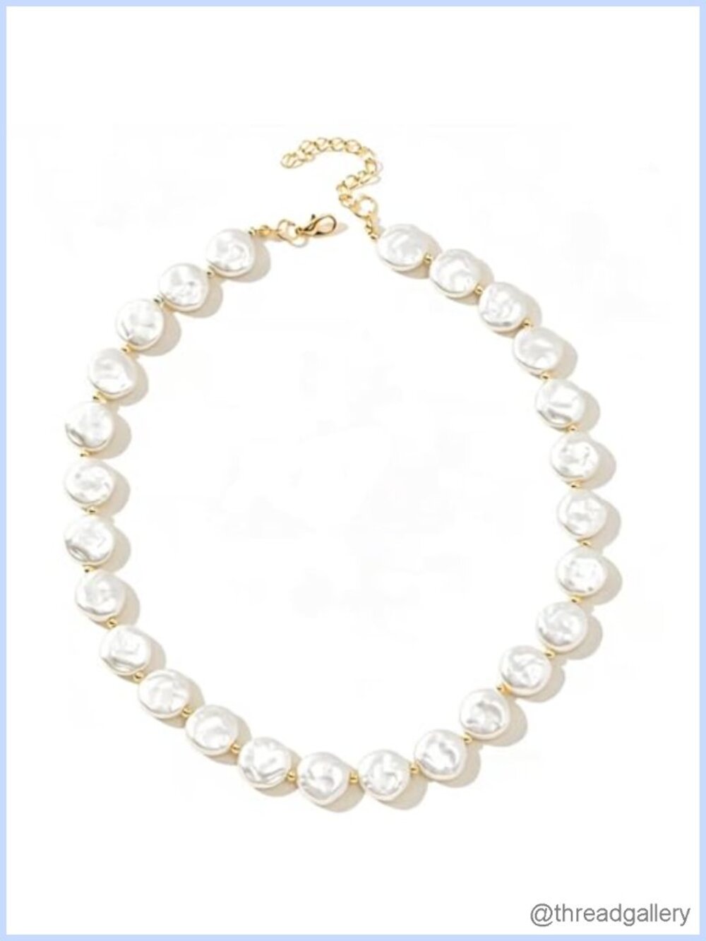 Chunky Pearl Choker Necklace 14k Gold Plated Statement Necklace Women